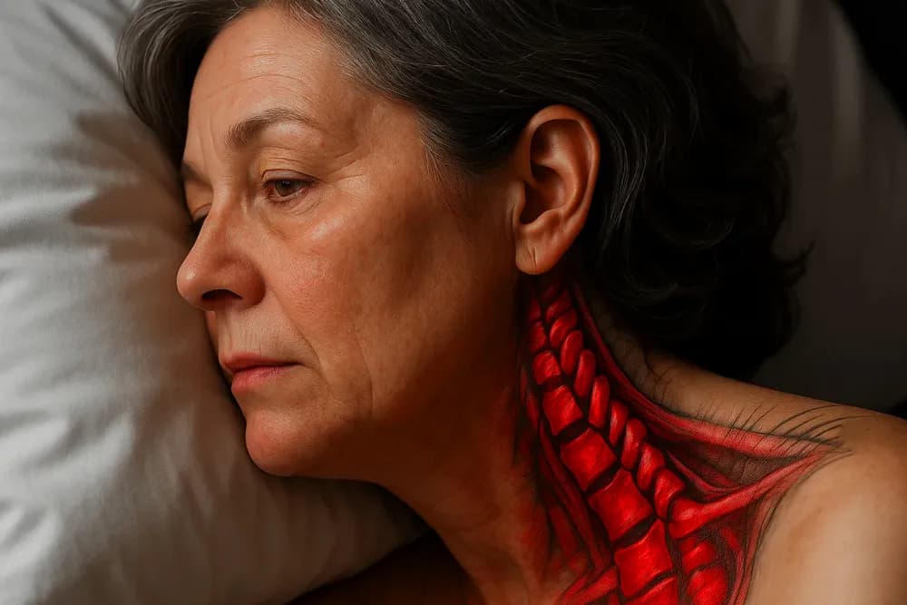 Stylized illustration of neck pain from poor pillow support