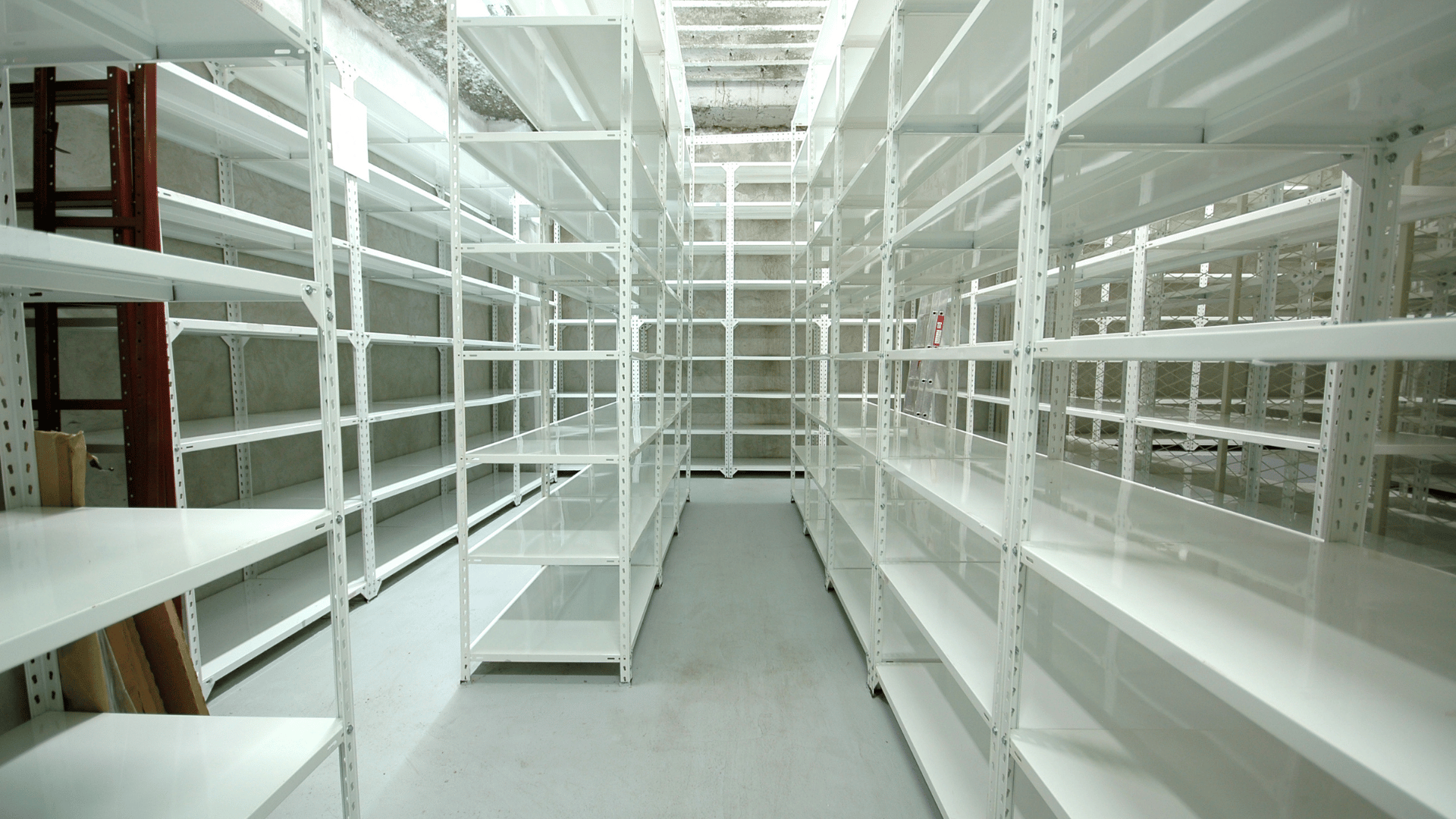 Completely empty stock shelves after selling out