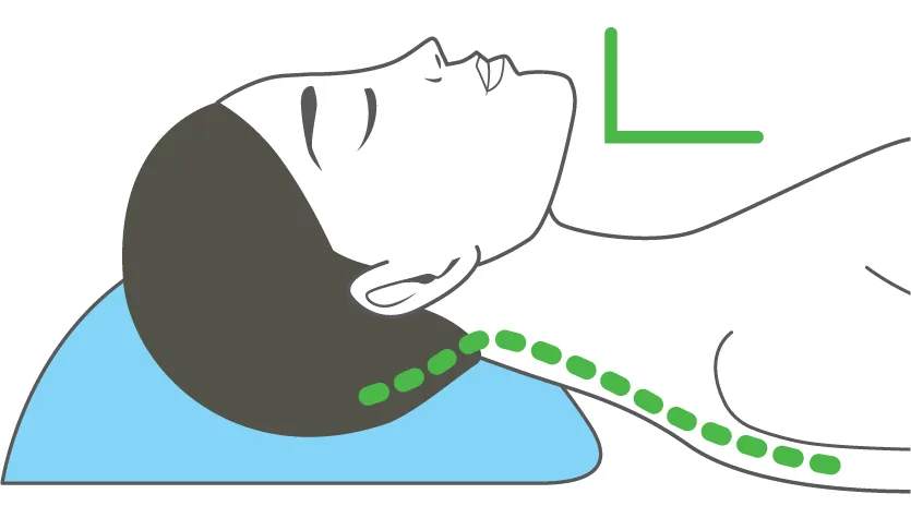 Diagram: head, neck, and chin in neutral position — airway open