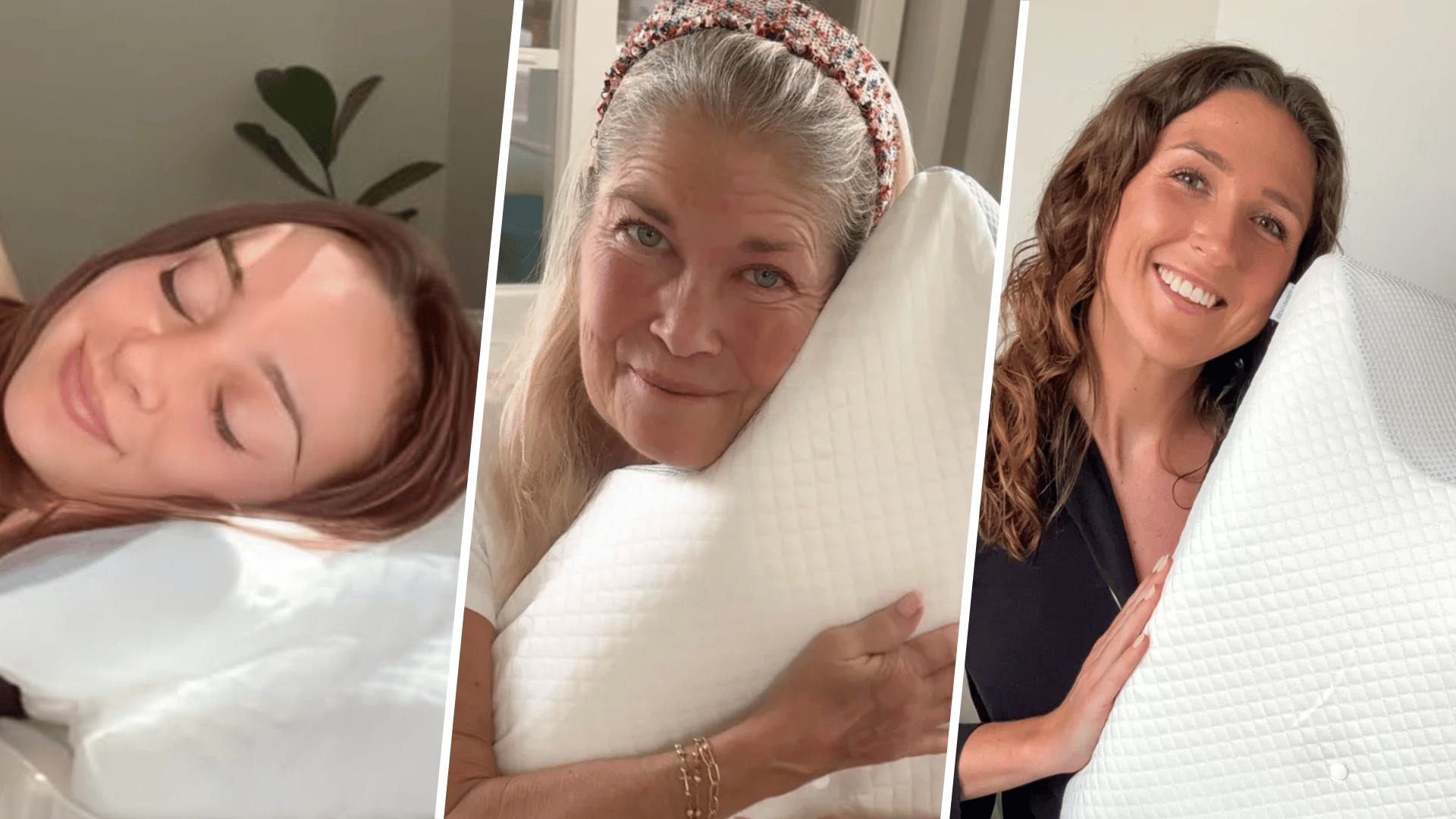 Happy customers resting on The Sleepr Ergo pillow